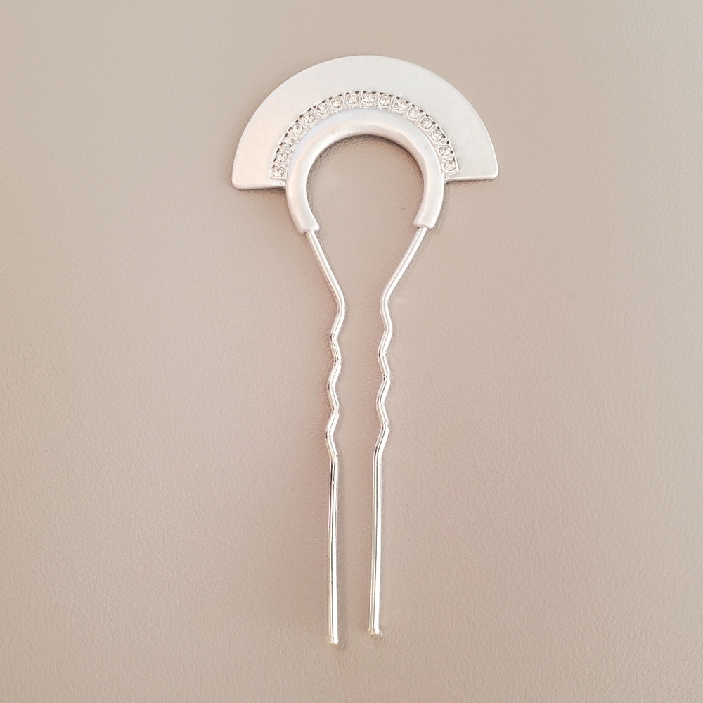 Chloe + Isabel x Jen Atkin Silver Pave Crystal Fan Hair Pin